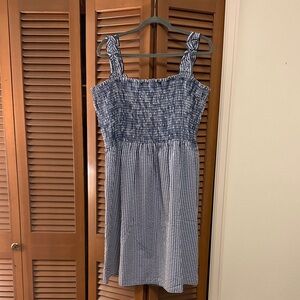White Birch Navy and White Smocked Gingham Dress 2X/3X